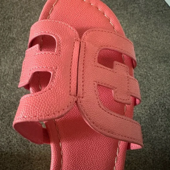 Women's Coral/Pink Slide Sandals 8 - Picture 5 of 9